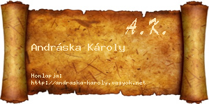 Andráska Károly névjegykártya